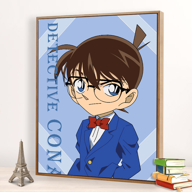 柯南基德diy手工n填色数字油画卡通动漫油彩画丙烯颜料填充装饰画