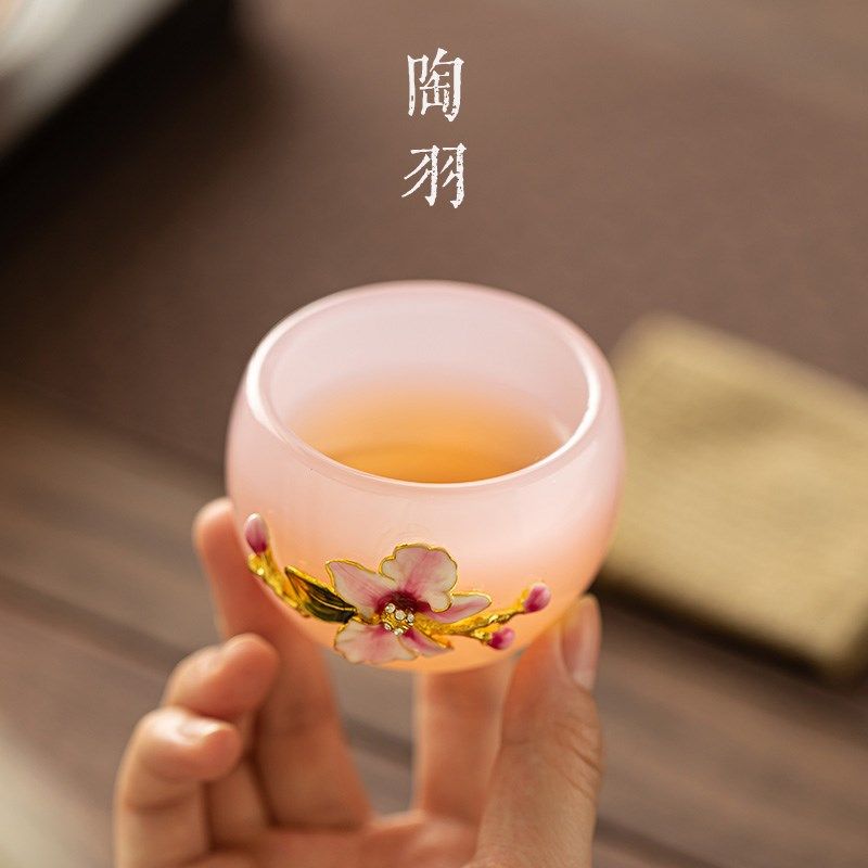 花语琉璃主人杯单杯粉色女士一人喝茶小杯个人玉瓷品茗杯,餐饮具,茶杯,淘宝优惠券,粉丝福利购,淘宝优惠卷