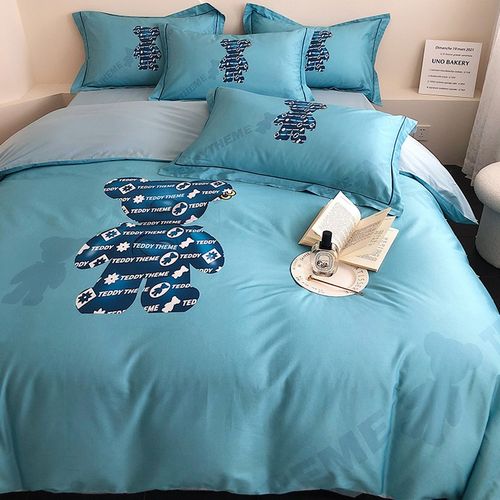 轻奢120支匹马长绒棉四件套100纯棉卡通泰迪熊被套全棉儿童床品