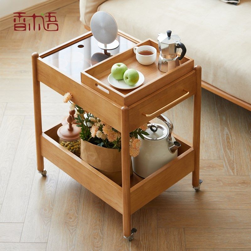 实木茶几客厅可移动边几家用简约带轮小推车小户型沙发边柜置物柜,住宅家具,移动边几/推车,淘宝优惠券,粉丝福利购,淘宝优惠卷