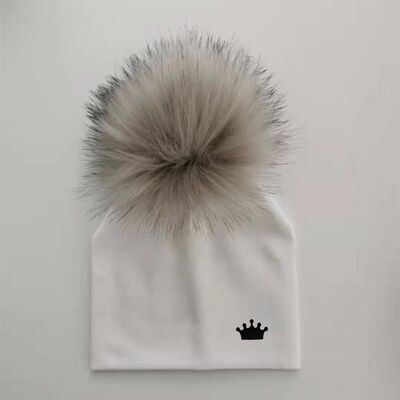 速发baby boy hat newborn cotton hats baby pom pom crown phot