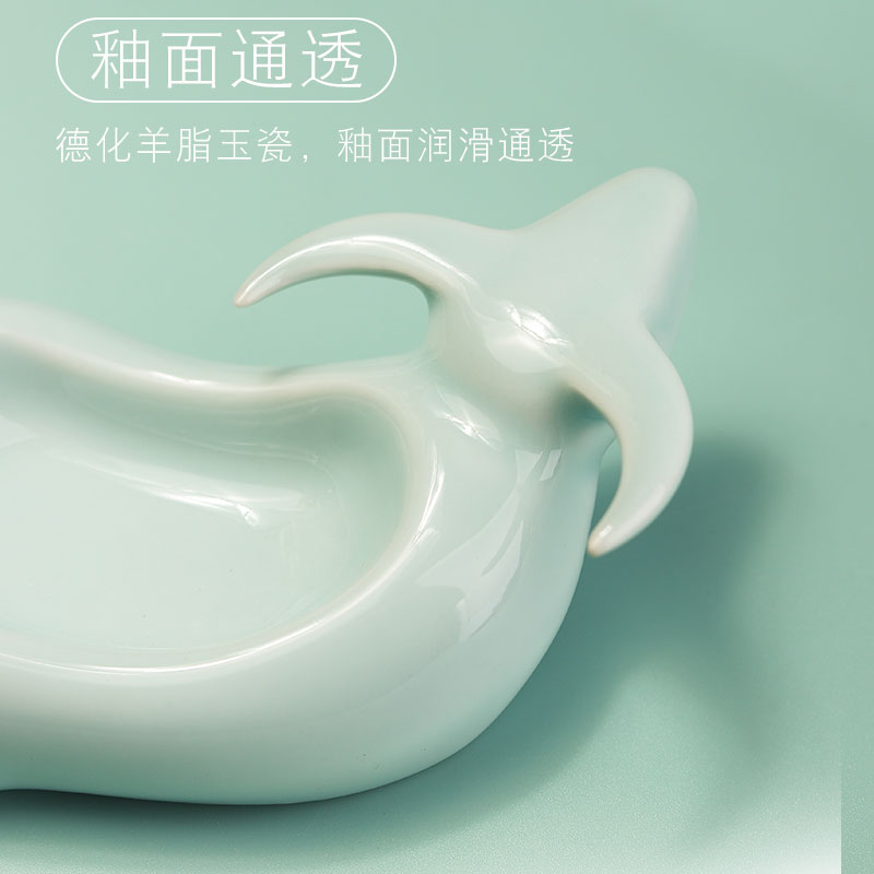 德化白瓷羊脂玉墨碟陶瓷笔舔笔搁盛墨汁墨池O墨盘书法国画文房四