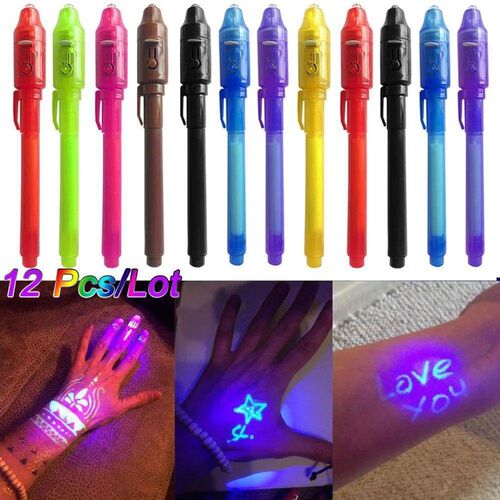 Invisible Ink Pen 12 PCS, Spy Pen with UV Light, Magic Marke