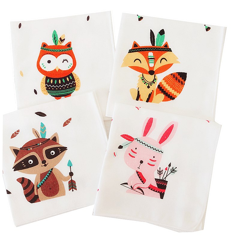 5条装纯棉纱布i婴儿口水巾宝宝手帕洗脸巾毛巾小方巾不含无荧光剂