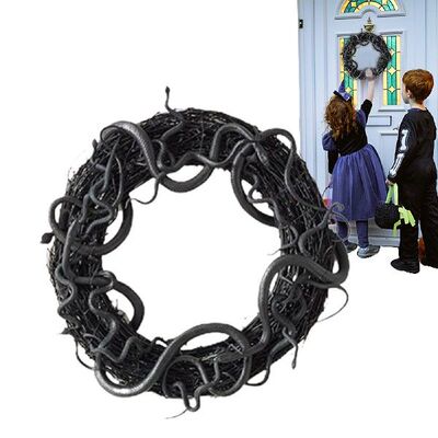 现货Black Rattan Wreath Black Snake WrIeath Door Wreaths Bla