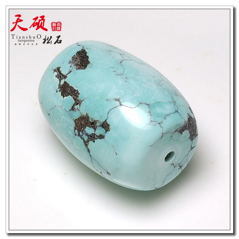 湖北天硕保真原矿高瓷无优化单颗绿松石桶珠顶珠单珠锁骨链散配饰