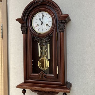 可座可挂实木机械座钟打响整点报时上链大挂钟表美式欧式美式客厅