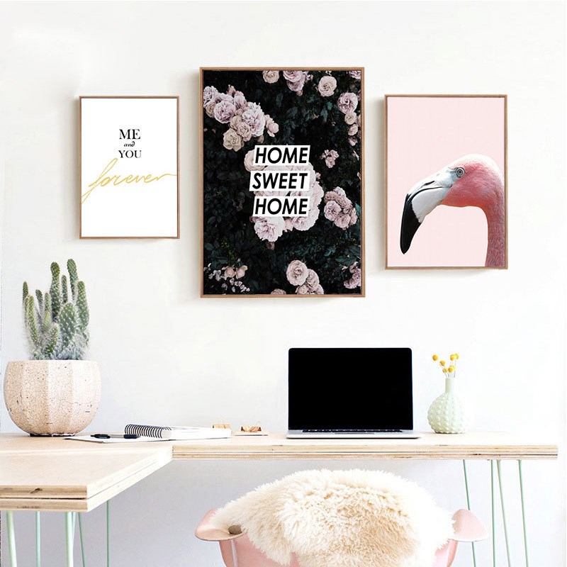 火烈鸟北欧摄影客厅沙发装饰画三联动物创意壁画餐厅卧室简约墙画图片