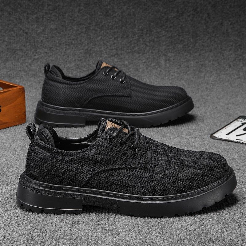 马丁靴男款低帮夏季透气2024新款工装鞋男士英伦休闲皮鞋男鞋黑色