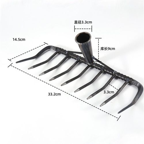 耙子农具种菜翻h地松土扒搂草铁耙子九齿钉耙农用工具大全平地u.
