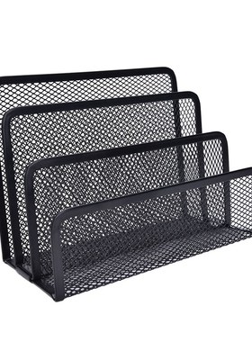 Black Metal Mesh Desk Organizer Desktop Letter Sorter Mail T