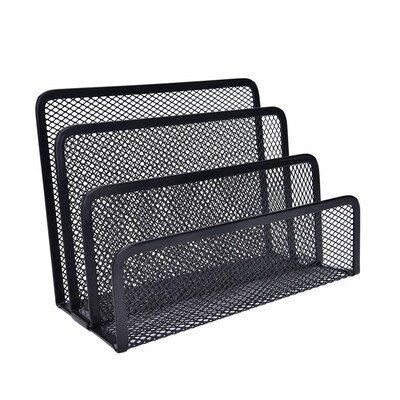 Black Metal Mesh Desk Organizer Desktop Letter Sorter Mail T