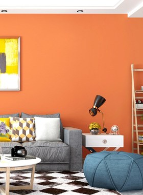 橘黄色墙纸橙色卧室纯色素色现代简约电视背景墙刷胶非自粘壁纸