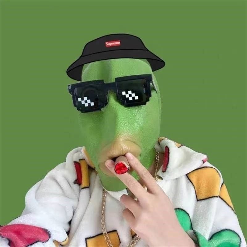 搞怪头套绿鱼人怪头套绿头鱼头套沙雕鱼头怪硅胶面具头套男无味