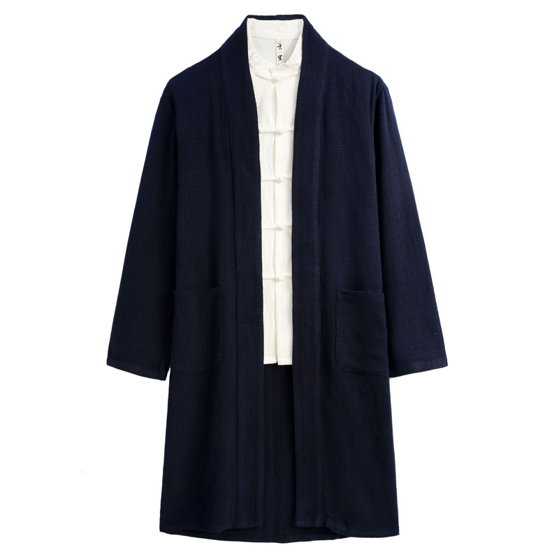 春秋季男士中国风唐装休闲外y套中式复古改良中年男装中长版风衣