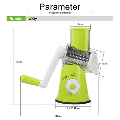 Vegetable Cutter 3in1  Rotary Cheese Grater Manual Graters f