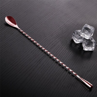 Cocktail Spoon Bar Spoon Stainless Steel Mixing Spiral Patte