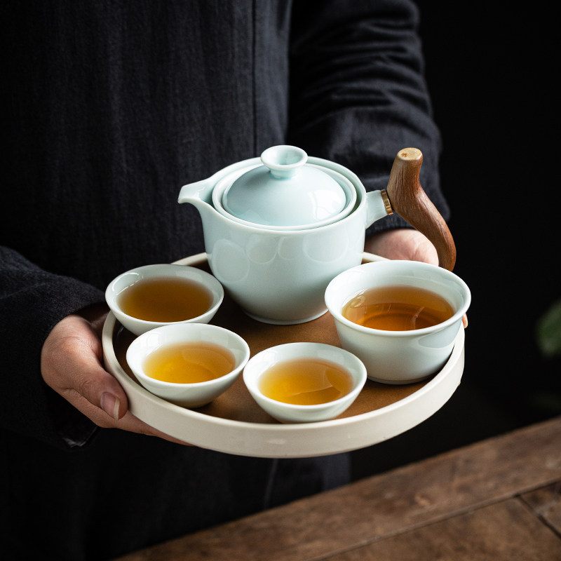 户外懒人功夫茶具小套装旋转泡茶神器陶瓷茶盘家用冲茶旅行逍遥壶,餐饮具,旅行茶具,淘宝优惠券,粉丝福利购,淘宝优惠卷