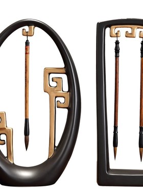 新中式博古架办公创意新品家居陶瓷毛笔架工艺品书房摆件瓷器