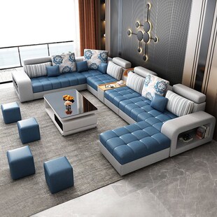 简约大小户型免洗科技布艺沙发U型转角贵妃可拆洗三人位客厅沙发