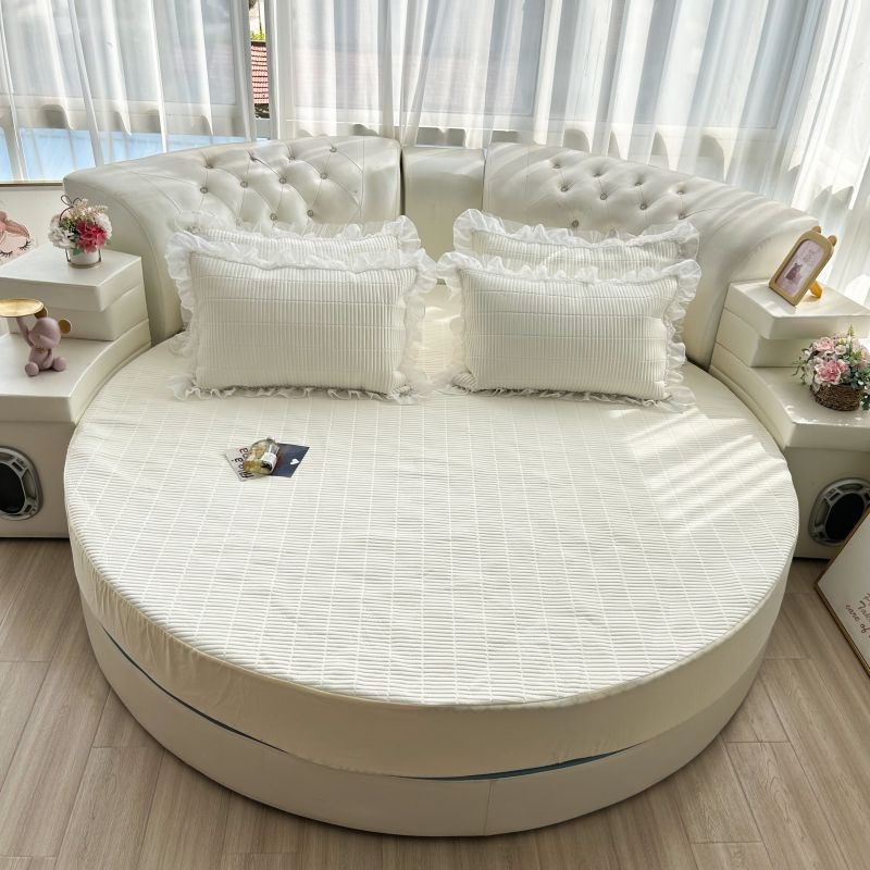 乳胶凉席圆床床裙三件套夏天凉感圆形床罩床单冰丝空调席子2米2.2