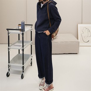 200斤潮 微胖妹妹mm春秋牛仔哈伦宽松显瘦遮肉老爹裤 复古大码 女装