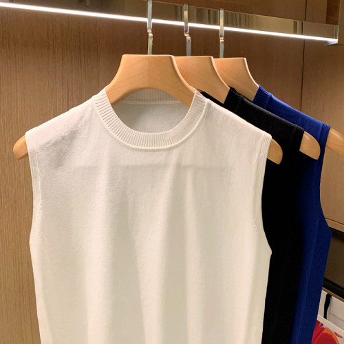 夏季潮流纯色丝光棉圆领无袖tz恤男 轻薄款清凉透气针织冰丝背心