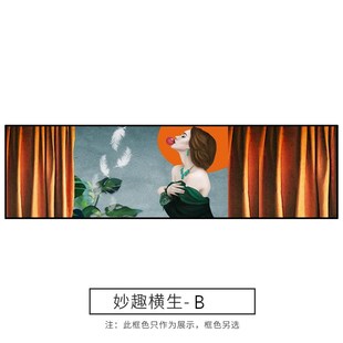 饰 现代简约卧室温馨床m头挂画美女人物酒店主卧室壁画轻奢客厅装