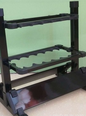 蓝色24孔铝合金渔具竿摆放架 铝制鱼竿展示架 鱼竿抄网收纳架