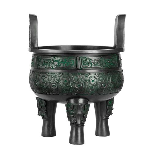 纯黄铜克鼎摆件办公室招财铜鼎客厅装饰品青铜器摆件家用铜鼎香炉