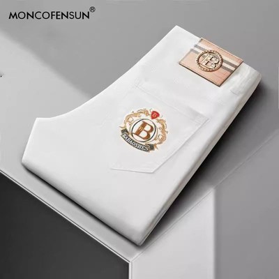 高端轻奢纯棉牛仔裤男2025年春夏季新款商务百搭潮牌刺绣直筒裤男