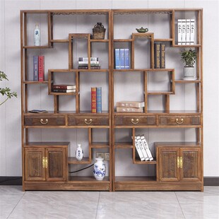 新中式新款多宝阁实木非洲菠萝格木博古架中式隔断玄关仿红木家具