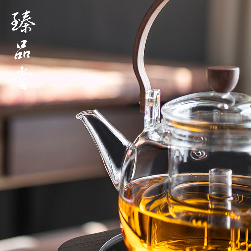 玻璃煮茶套装家用静音电陶炉自动断电煮茶器蒸汽煮茶壶烧水提梁壶