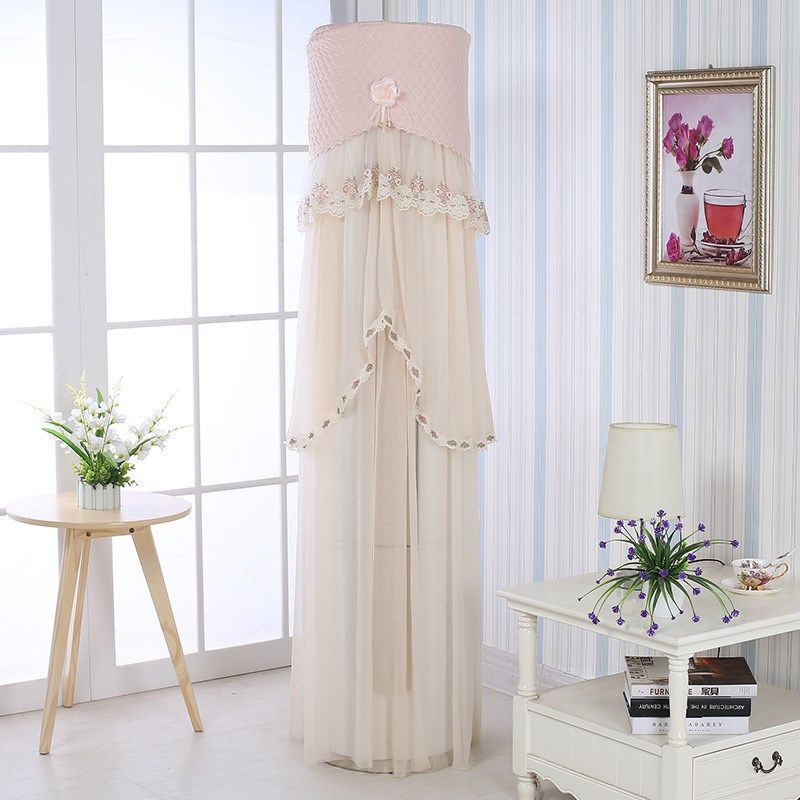 欧式田园布艺圆柱柜机罩子开机可用防尘套立式圆柱空调罩子