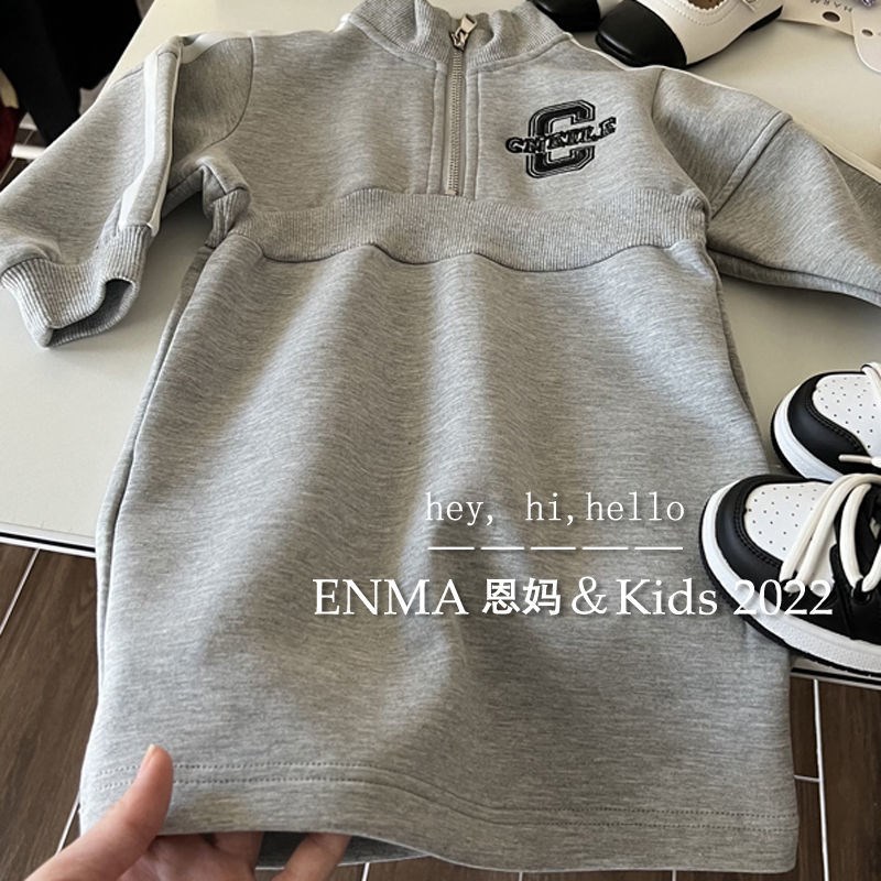 女童韩版童装春秋202p4新款运动风收腰卫衣裙中小童宝宝休闲连衣