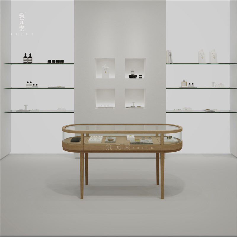 珠宝首饰实木展示柜日韩饰品玻璃柜台展柜新中式高柜多功能陈列柜