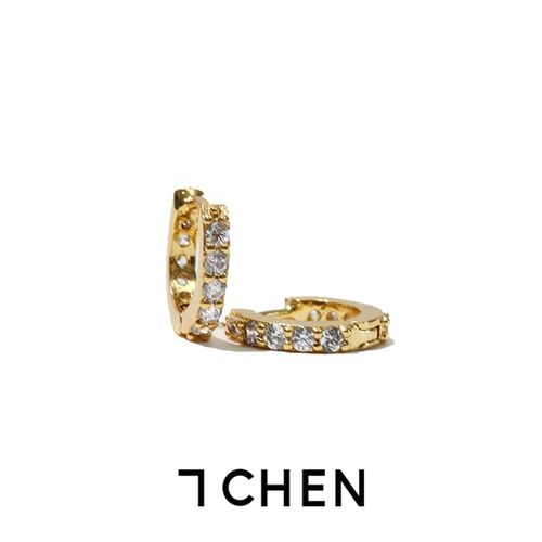7CHEN 欧美带钻镀金高级感耳圈秋冬轻奢个性设计感耳钉耳环jennie