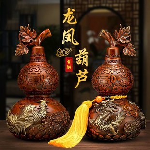 川淼文化纯铜龙凤呈祥富贵摆件福禄葫芦家M居装 饰摆设开业送礼皆