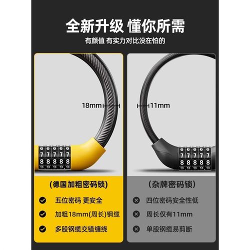 德国自行车锁密码锁防盗锁便携固定式电瓶电动车山地儿童单车专用