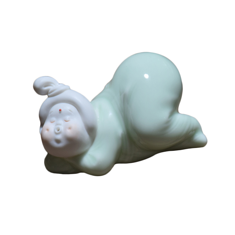 创意可爱手工陶瓷唐女茶拨架文房用品茶搁搁笔架文具茶席丑萌摆件