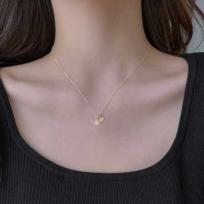 新品Titanium Steel Necklace Female Gold Ginkgo Leaf Shell Mi