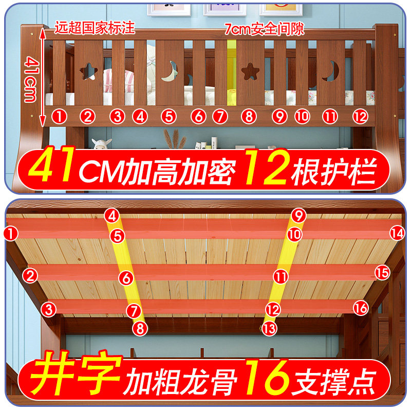 全实木双层上下床多功能高低床两层上下铺木床大人双人儿童子母床,住宅家具,高低/子母床,淘宝优惠券,粉丝福利购,淘宝优惠卷