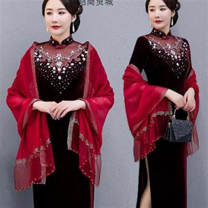 披肩婚礼妈妈高贵年轻喜婆婆婚宴旗袍外搭外套时尚气质披肩斗篷