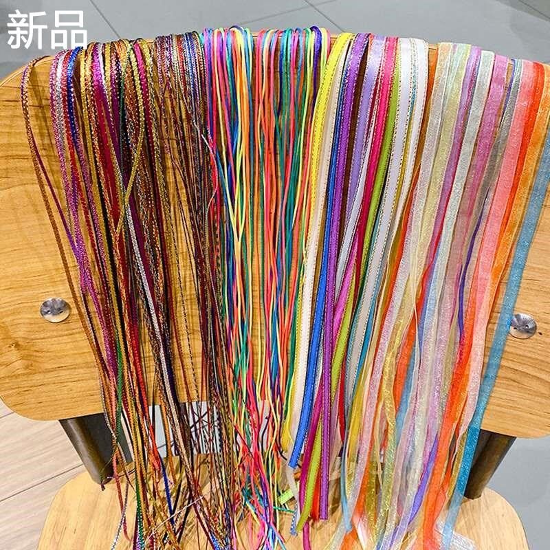 韩式编发彩绳藏辫七彩色脏辫发绳森G彩带女系头饰头绳子丝带新品