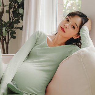保暖衣孕妇睡衣上衣单件内搭 秋季 孕妇秋衣月子服孕期打底衫 春秋款