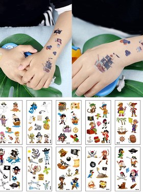 Behogar 10 Sheets Waterproof Pirate Theme Temporary Tattoo B