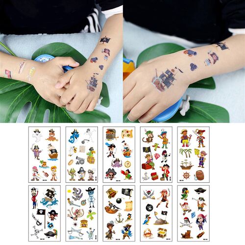 Behogar 10 Sheets Waterproof Pirate Theme Temporary Tattoo B