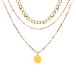 women 速发Vintage gold necklace 合金链条锁骨链复古金色多层项