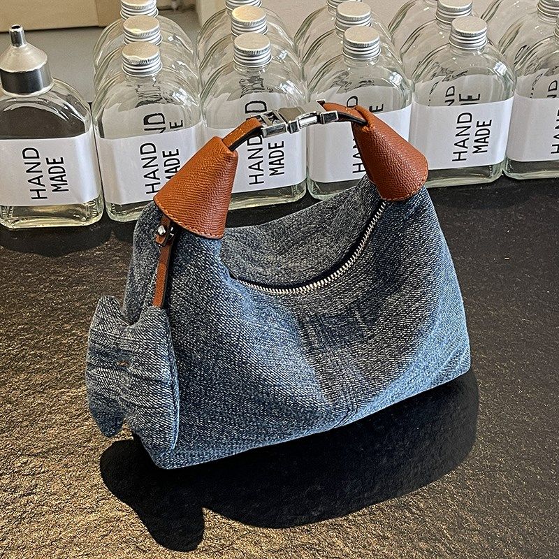 出门上班小拎包女2024新款夏天牛仔布包包小众设计斜挎布包手提包