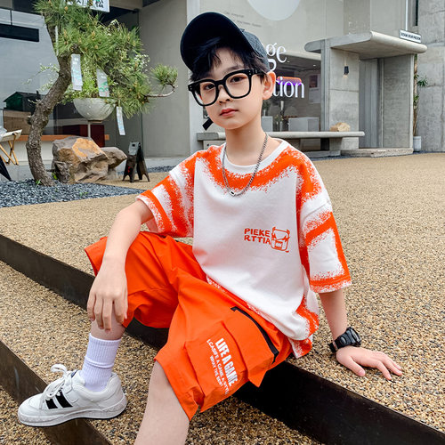 现货男童夏装短袖套装202v3新款中大儿童装夏季男孩网红帅气时髦